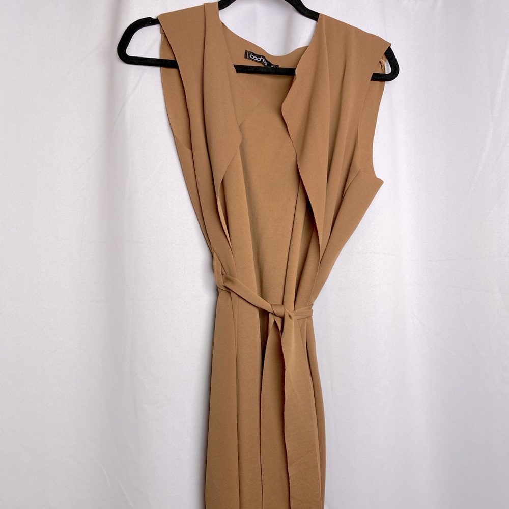Sleeveless belted duster vest